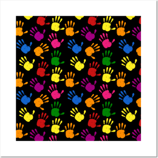 Colorful Handprint Pattern Posters and Art